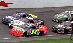 Earnhardt pushes Grodon into the lead.